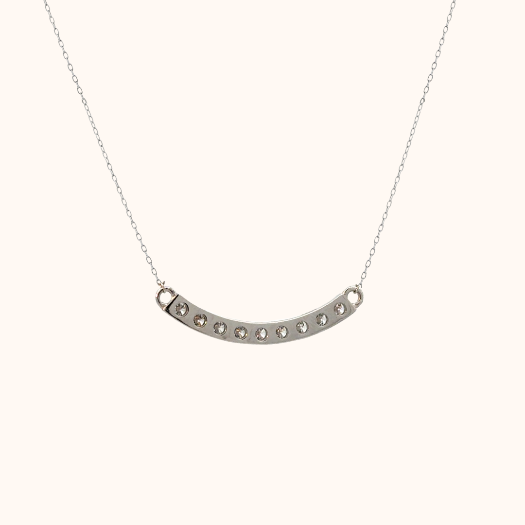 Curved Diamond Bar Necklace