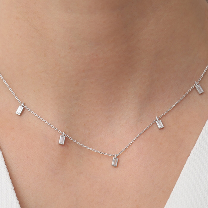 Bezel Emerald Charms Necklace