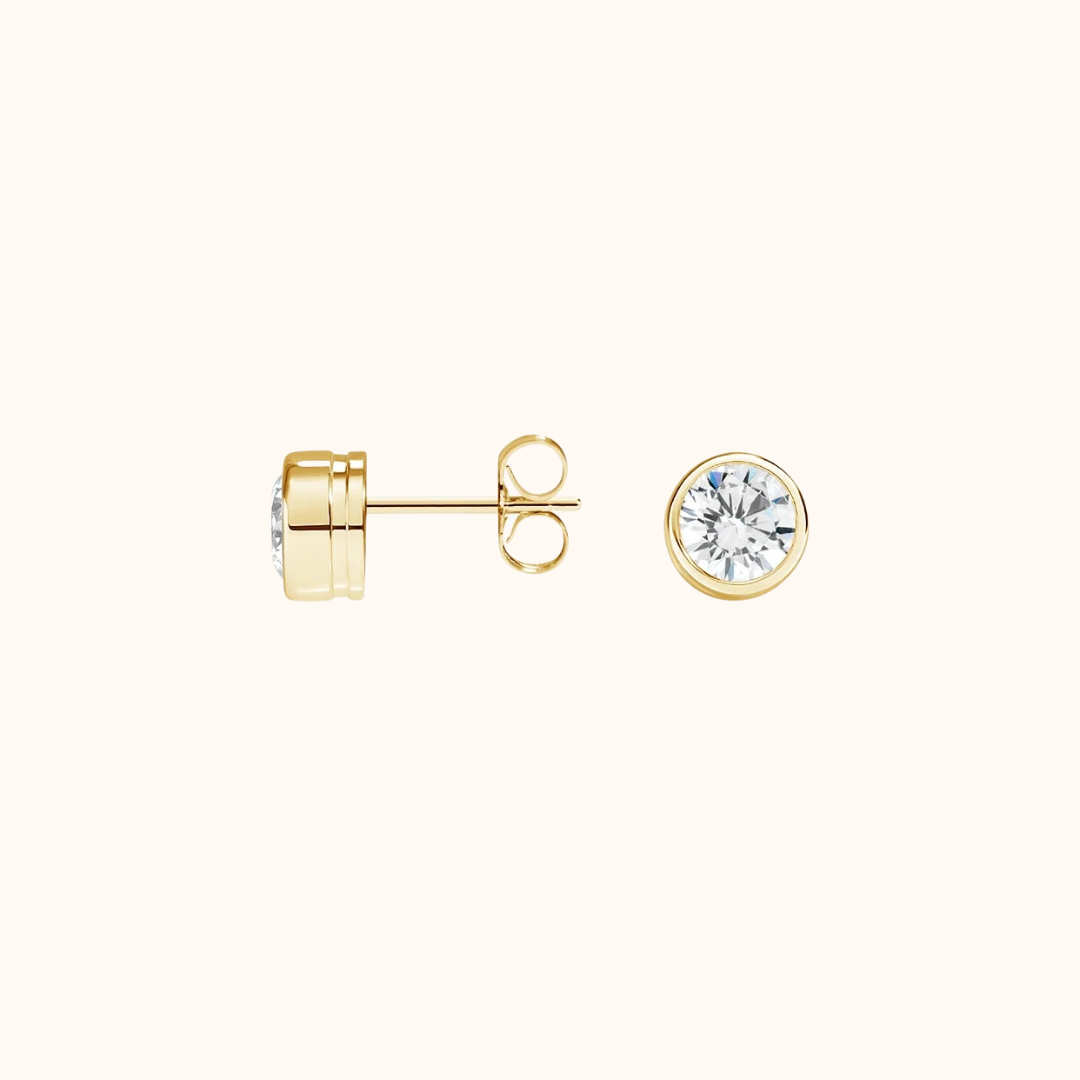 Bezel-Set Stud Earrings