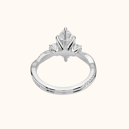 Twisted Band Tri-Stone Engagement Ring