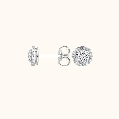 Round Halo Stud Earrings