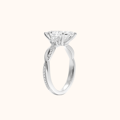 Twisted Band Tri-Stone Engagement Ring