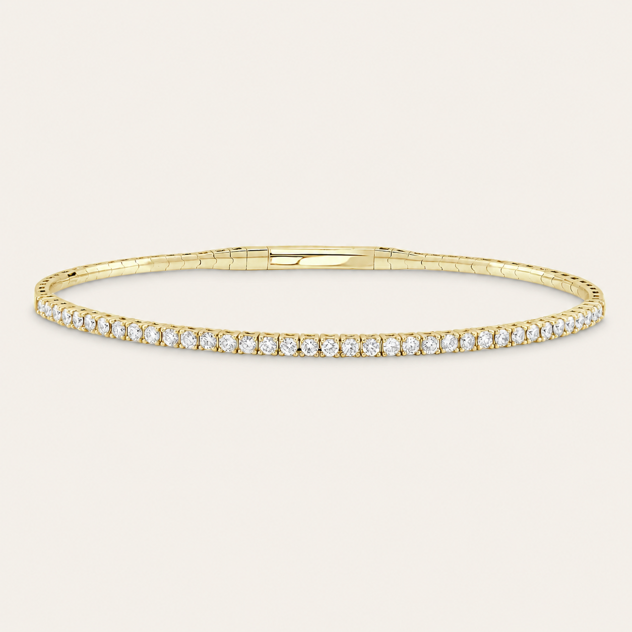 Liquid Line Tennis Bangle - Yellow Gold