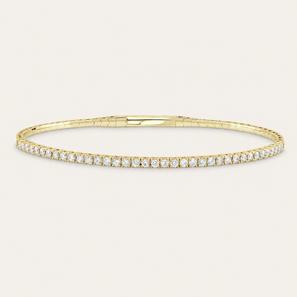 Liquid Line Tennis Bangle - Yellow Gold
