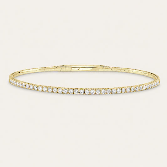 Liquid Line Tennis Bangle - Yellow Gold