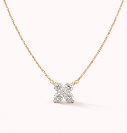 Petal Diamond Cluster Necklace