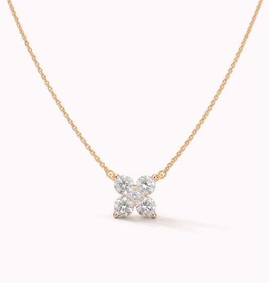 Petal Diamond Cluster Necklace