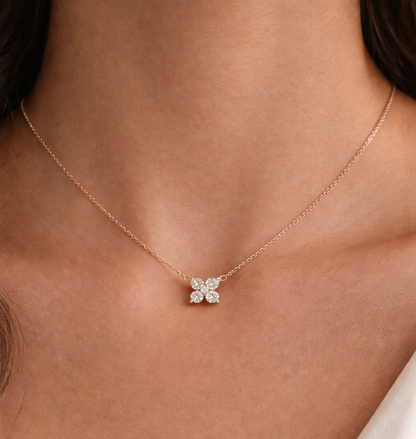Petal Diamond Cluster Necklace