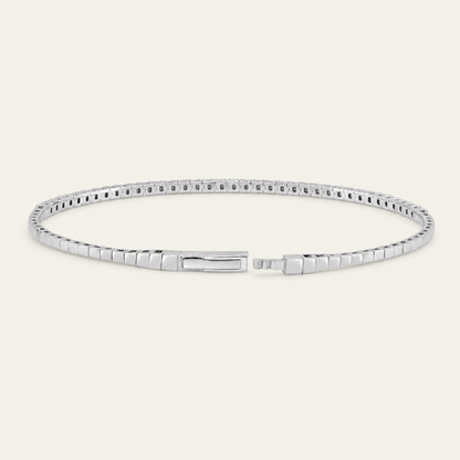 Liquid Line Tennis Bangle - White Gold