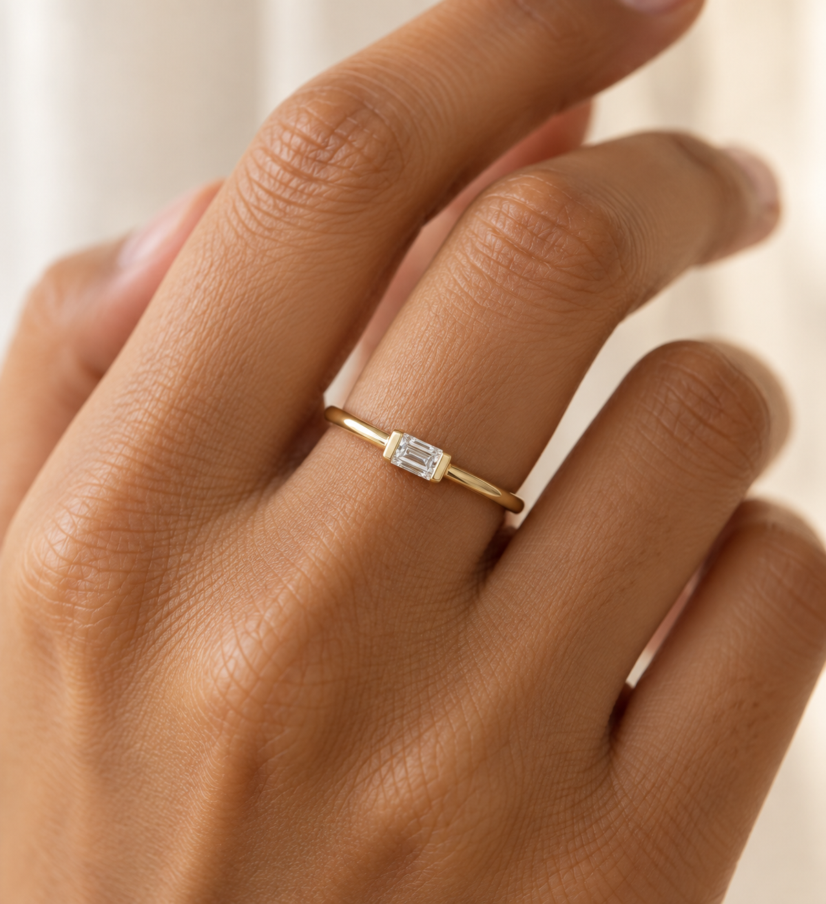 Solitaire Baguette Ring