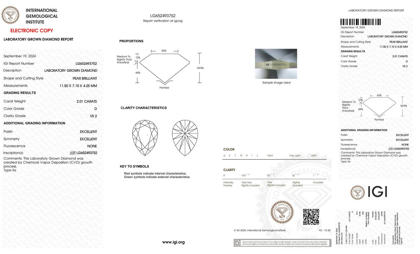 Pear 2.01ct D VS-2