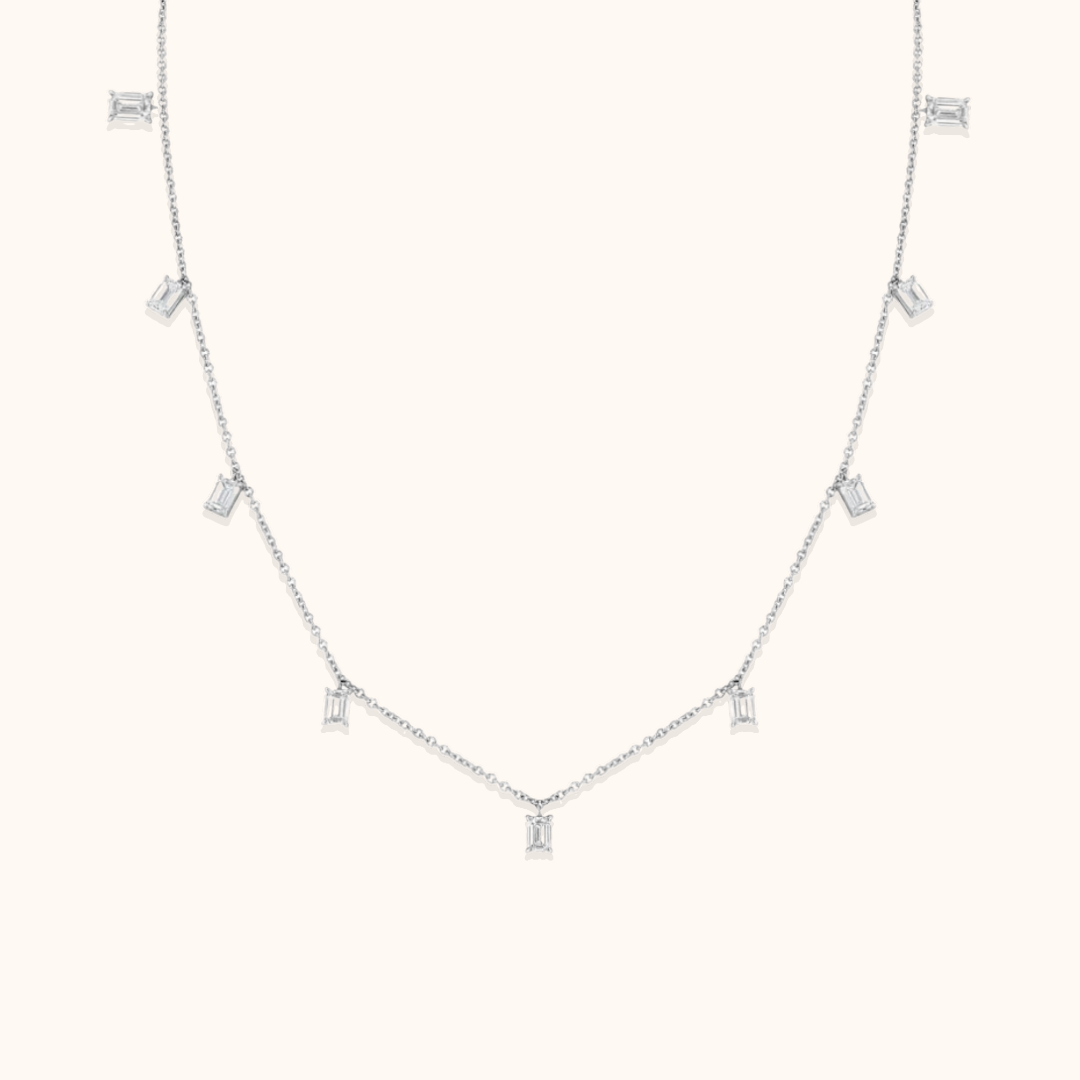 Bezel Emerald Charms Necklace