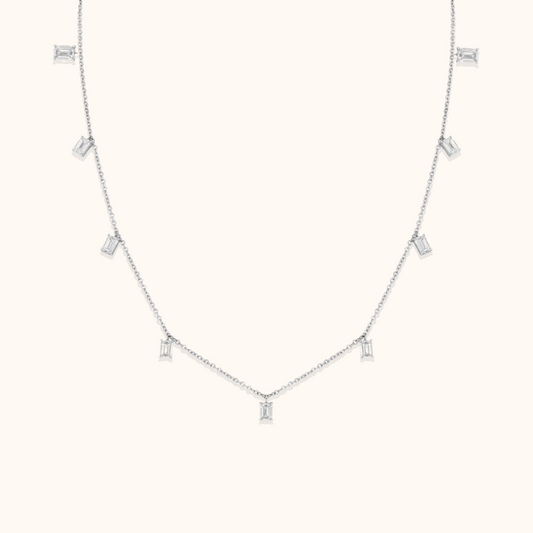 Bezel Emerald Charms Necklace