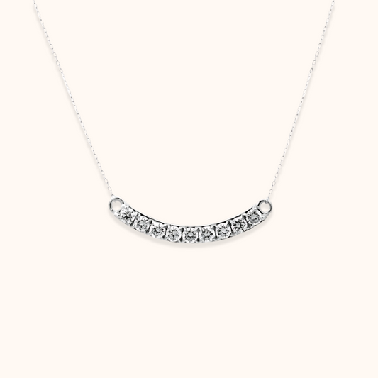 Curved Diamond Bar Necklace