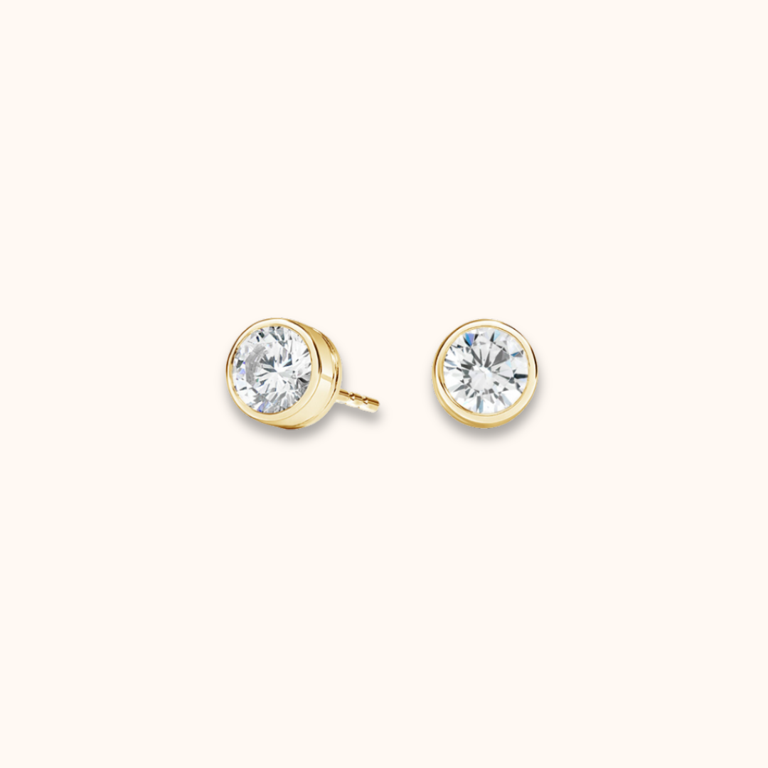 Bezel-Set Stud Earrings