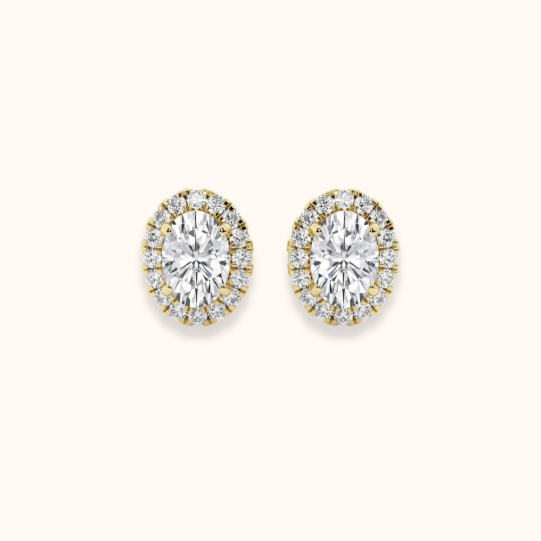 Oval Halo Stud Earrings