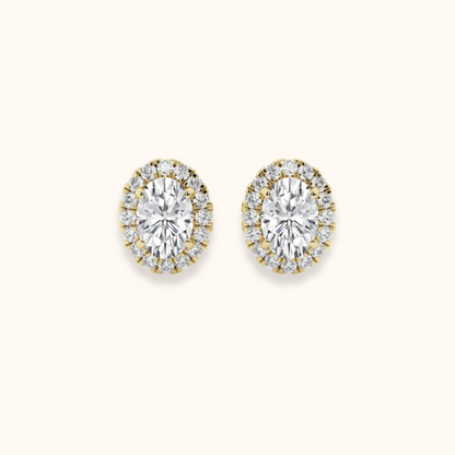 Oval Halo Stud Earrings