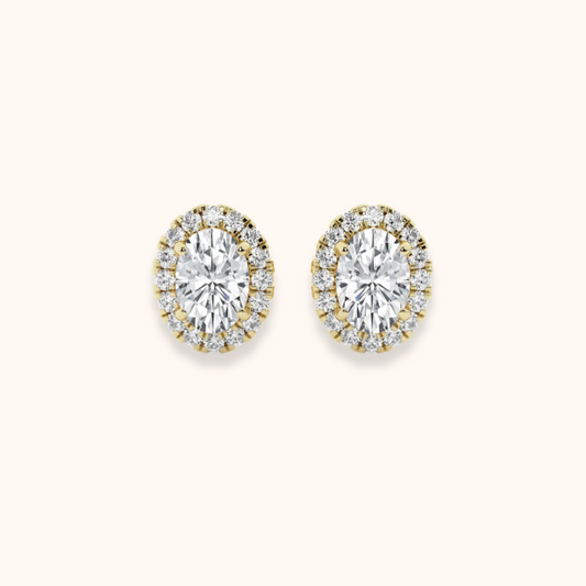Oval Halo Stud Earrings