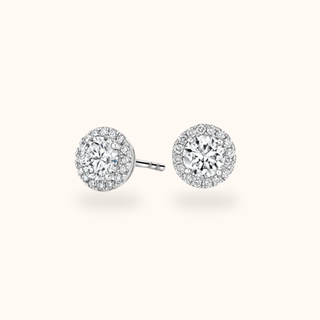 Round Halo Stud Earrings