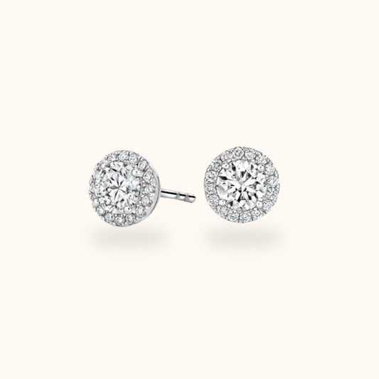 Round Halo Stud Earrings