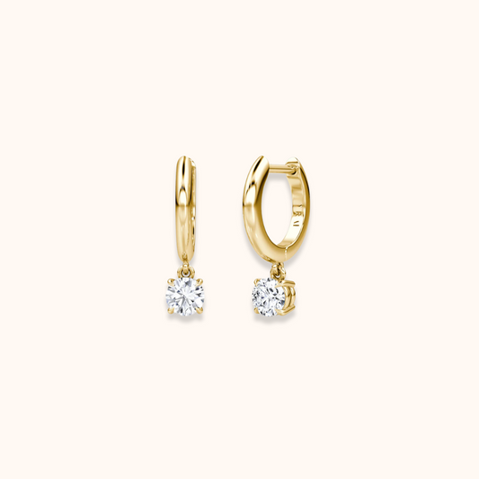 Solitaire Drop Mini Hoop Earrings
