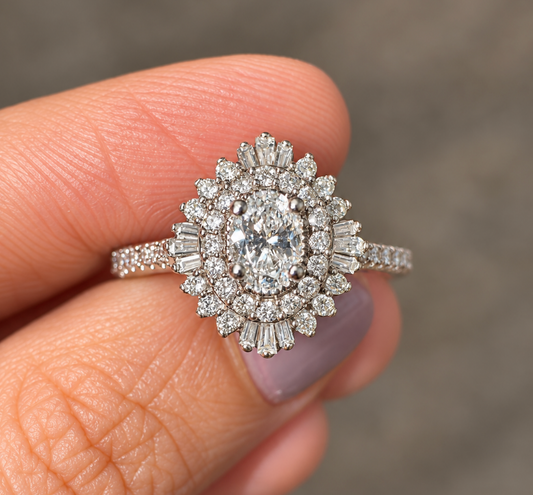 Mixed Halos Vintage Oval Ring