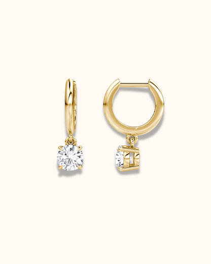 Solitaire Drop Mini Hoop Earrings